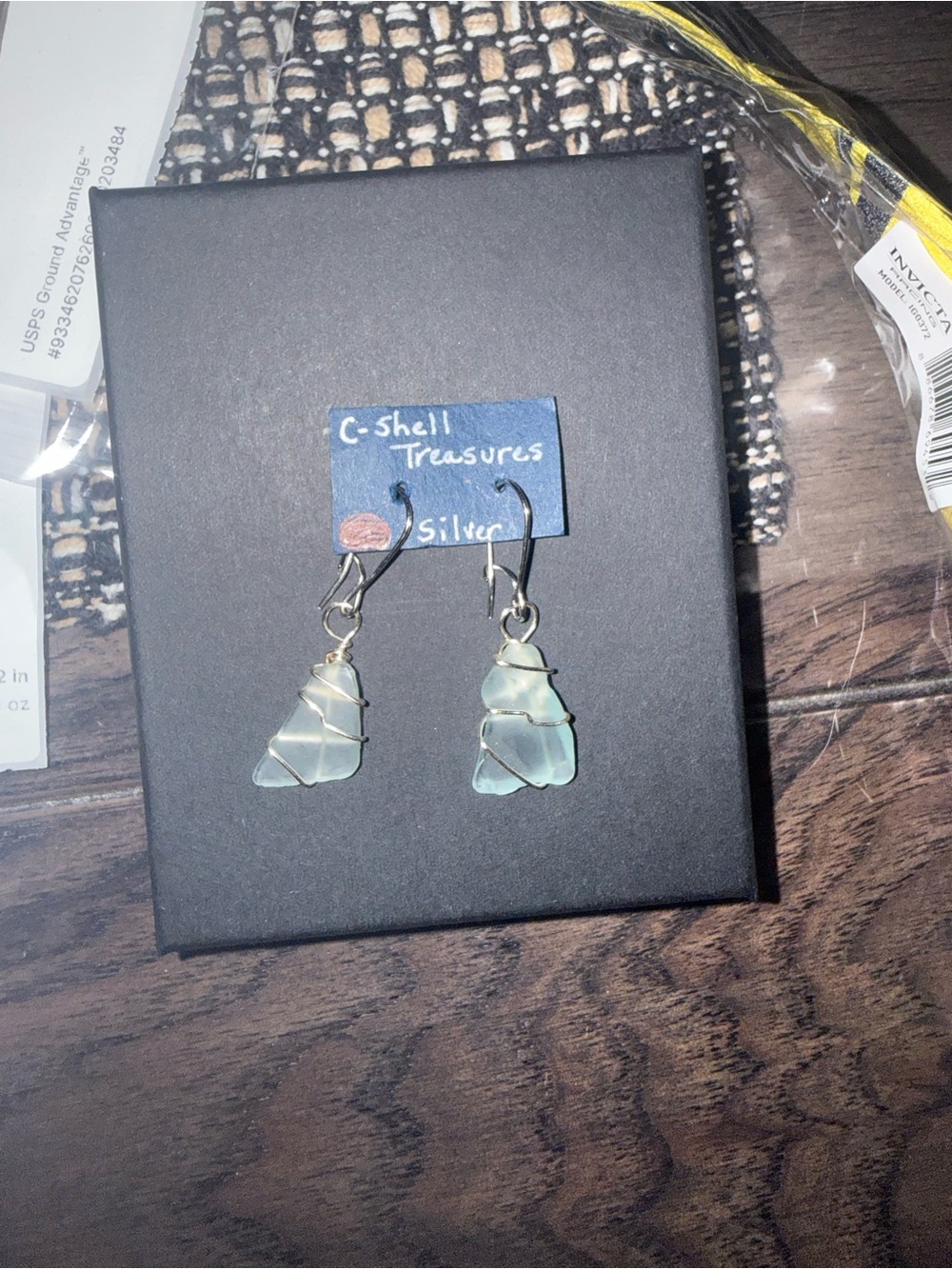 Sea Glass Drop Earrings - Pale Aqua Silver Wire